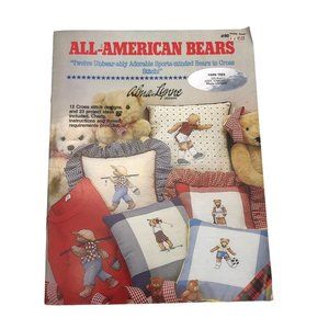 Vintage Cross Stitch Patterns, All American Bears Sports Minded, Alma Lynne 8013